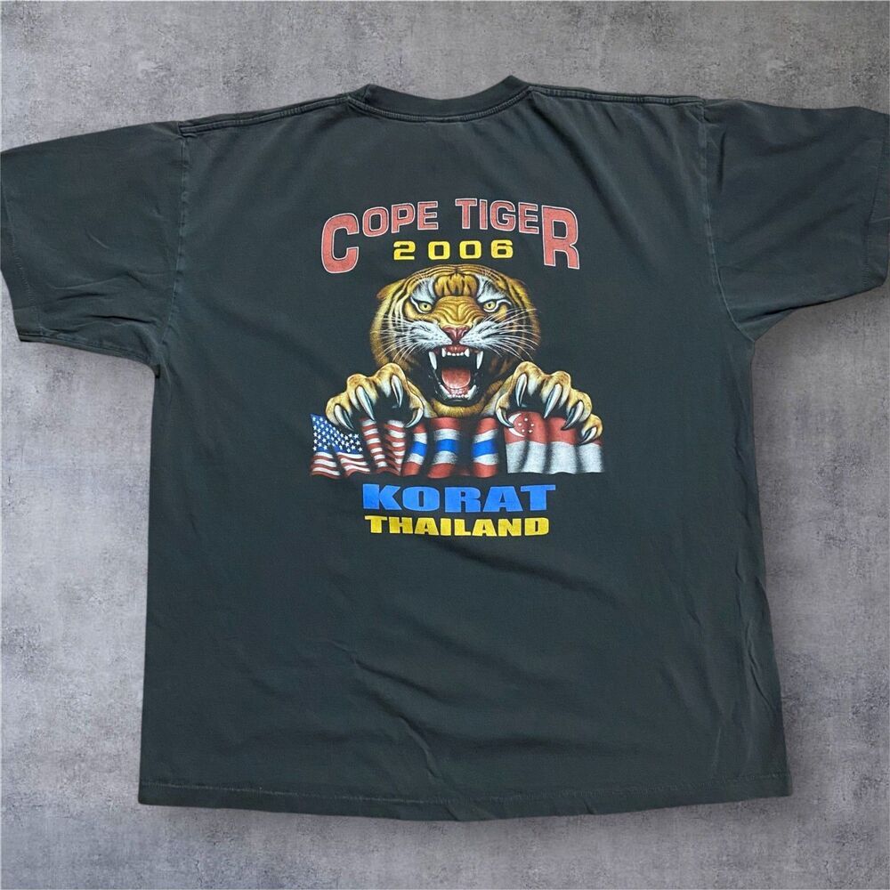 Rock Eagle Vintage 2006 Cope Tiger Korat Single Stitch Black Tee Men's Size XXL